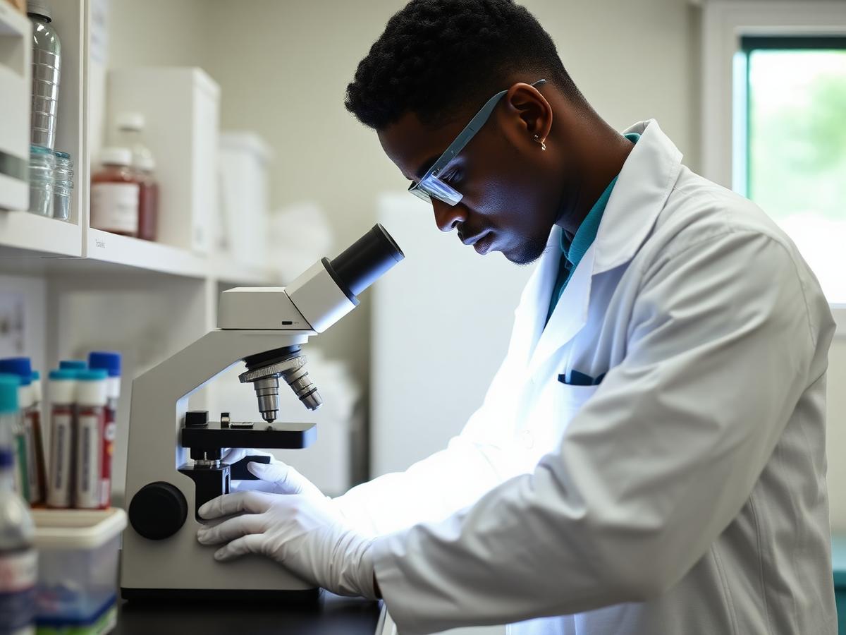 Laboratory technician analysing samples