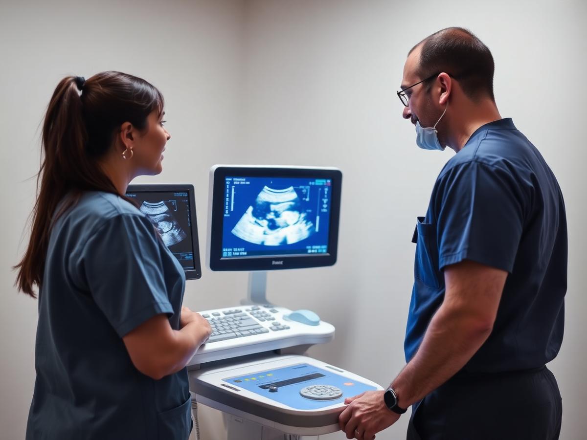 Ultrasound examination in progress